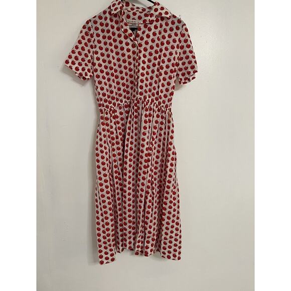 Appleseed's Dresses & Skirts - Vintage '80s Johnny Appleseeds Full Dress Red Apple Print Teacher Preppy